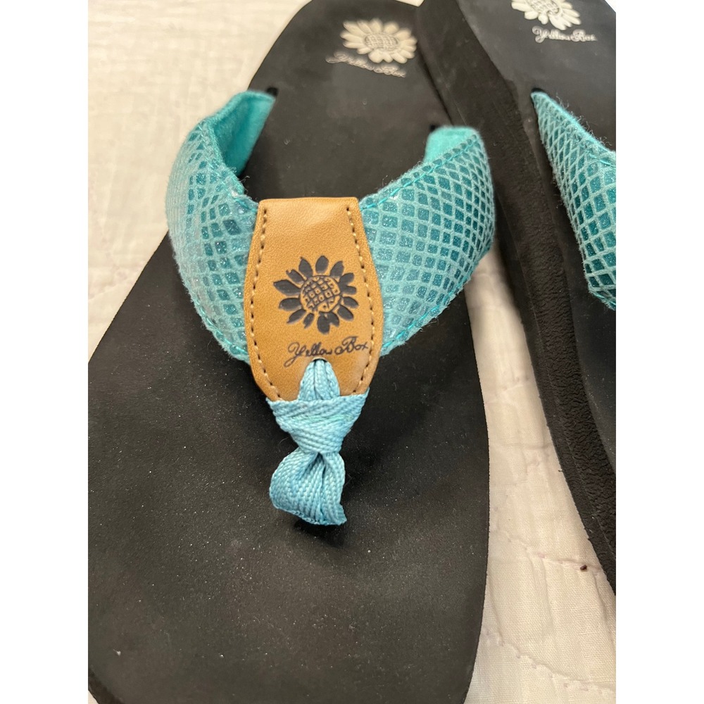 Yellow Box Womens Teal Snakeskin Print Flip Flop Platform Sandals Black Size 10 - Picture 2 of 6
